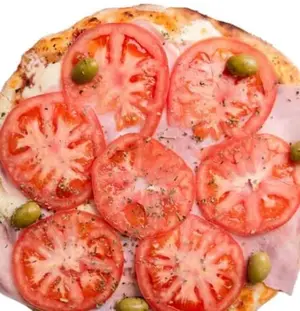 Pizza con jamón y tomate