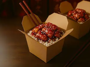 Pollo teriyaki con arroz.