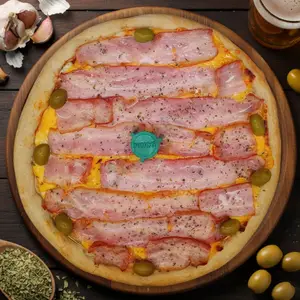 Pizza panceta y cheddar