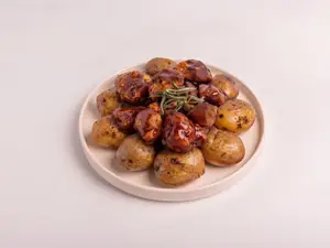Pollo crispy bbq + papines