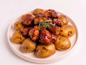 Pollo crispy bbq + papines