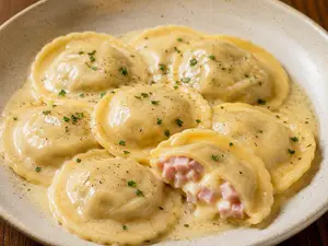 Sorrentinos de jamon y queso con fileto