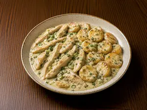 Tiritas de pollo al verdeo c papas españolas