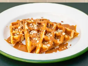 Waffle con dulce de leche