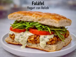 Falafel (yogurt con relish)