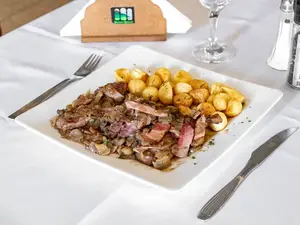 Escalope de lomo al borgoña