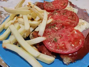 Mila ternera napo con fritas