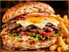 HAMBURGUESA XXL DOBLE COMPLETA C/ FRITAS