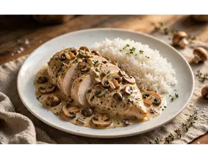 POLLO AL CHAMPIGNON C/ ARROZ PILAF