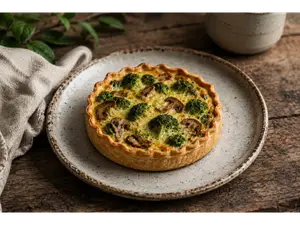 TARTA DE BROCOLI Y HONGOS