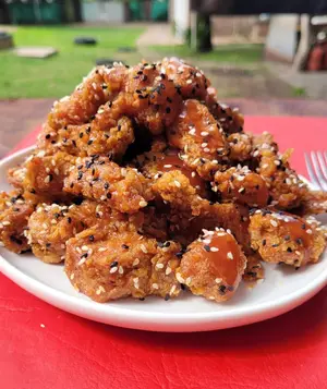 Pollo agridulce medio