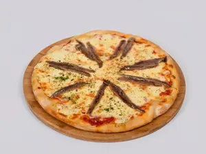 Pizza muzzarella con anchoas