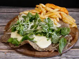 Milanesa xl rúcula,queso frita