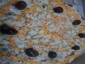 Pizza palmito con jamón