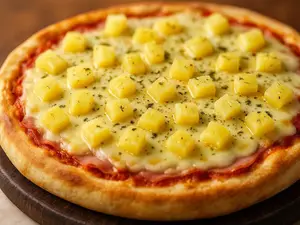 Pizza con ananá y jamón