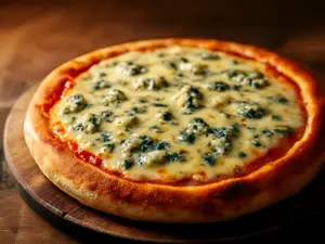 Pizza con roquefort y jamón