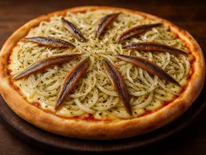 Pizza fugazzetta con anchoas