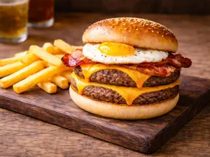 Burger doble mega bacon c fri