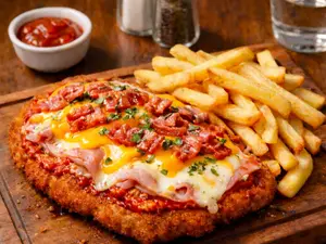 Milanesa bacon con fritas
