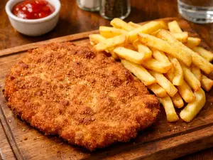 Milanesa simple con fritas