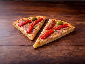 Porcion pizza jamon y morron