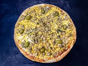 Pizza choclo y champiñones