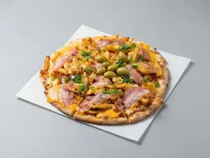 Pizza c/fritas,cheddarypanceta