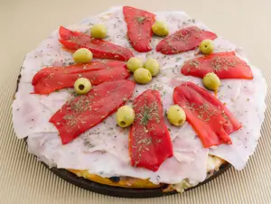 Pizza chica jamón y morrones