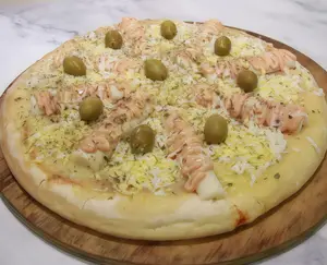 Pizza muzza palmitos y huevo