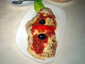 Milanesa de ternera cheddar y panceta