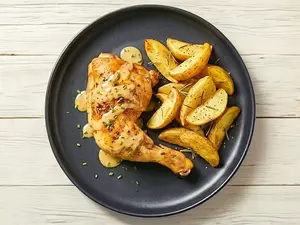 1/4 pollo a la mostaza