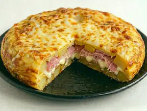 Tortilla de papa muzza y jamón