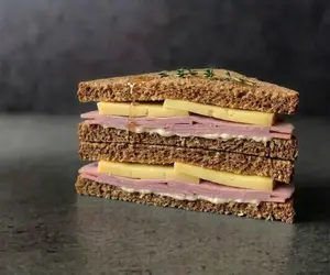 Jamón y queso pan negro