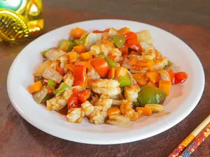 Camarones con salsa de ostras