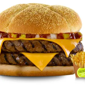 Burguer doble cuarto con papas