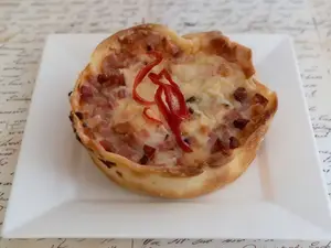 Tarta jamón, queso y morrón