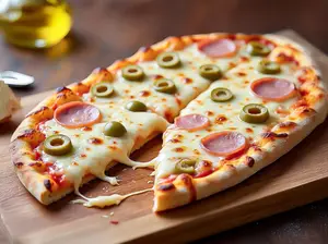 Pizza con jamon y muzzarella