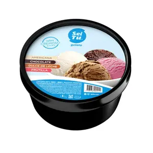 Balde de helado americana, dulce de leche, chocolate y frutilla 3 L
