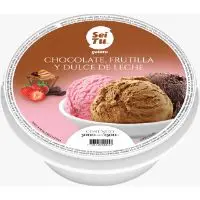 Balde de helado chocolate, frutilla y dulce de leche 3 L