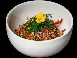 Wok langostinos c veg y arroz