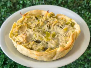 Tarta de pollo y puerro