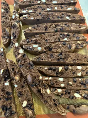 Biscottis de cacao, chocolate y almendras