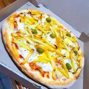 Pizza muzzarella huevo fritos con papas mc