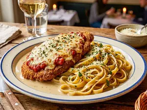 Milanesa de peceto napolitana + guarnición