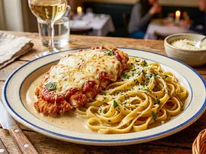 Suprema de pollo napolitana + guarnición