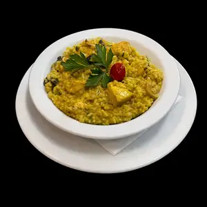 Risotto de pollo y espárragos