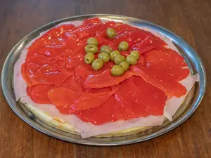 Pizza Jamón y Morrón (8 porc)