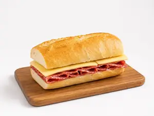 Sanguche en pan frances de salame y queso